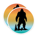 (2 Pack) Bigfoot Sasquatch Magnets - Mythical Cryptid Creature - Nature Forest Sunset Refrigerator Decor - 5 Inches On Longest Side - Thick Durable Magnet - Made in USA - MAG22586