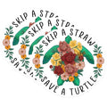 (3 Pack) Save a Turtle Decals - Floral Turtle Art - Laptop Stickers - 3 Inches On Longest Side - Easy Peel & Apply - Made in USA - 3MCS2947