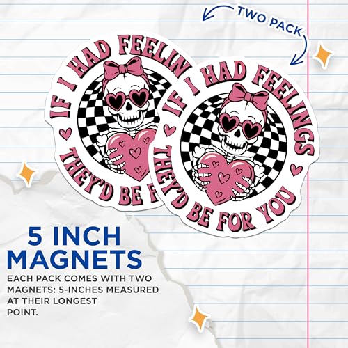 (2 Pack) Funny Skull Love Magnets - Cute Skeleton Heart Magnets - Valentine's Day Skeleton Magnets - 5" On Longest Side - for Cars, Refrigerators, Toolboxes, Lockers - Made in USA BMCS3462