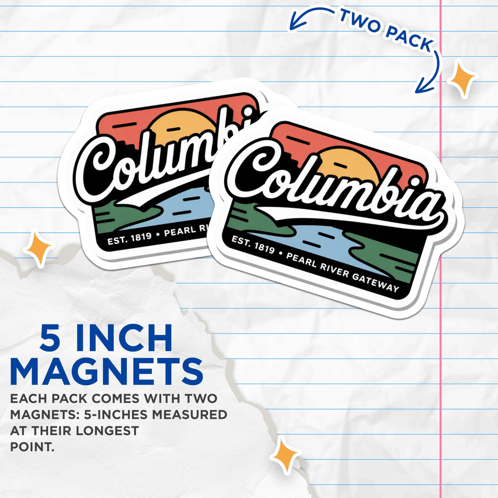 (2 Pack) Columbia Magnets - South Carolina Home Decor - Pearl River Gateway Fridge Magnets - 5" On Longest Side - Premium Magnet - for Cars, Refrigerators, Toolboxes, Lockers - Made in USA - MAG17544