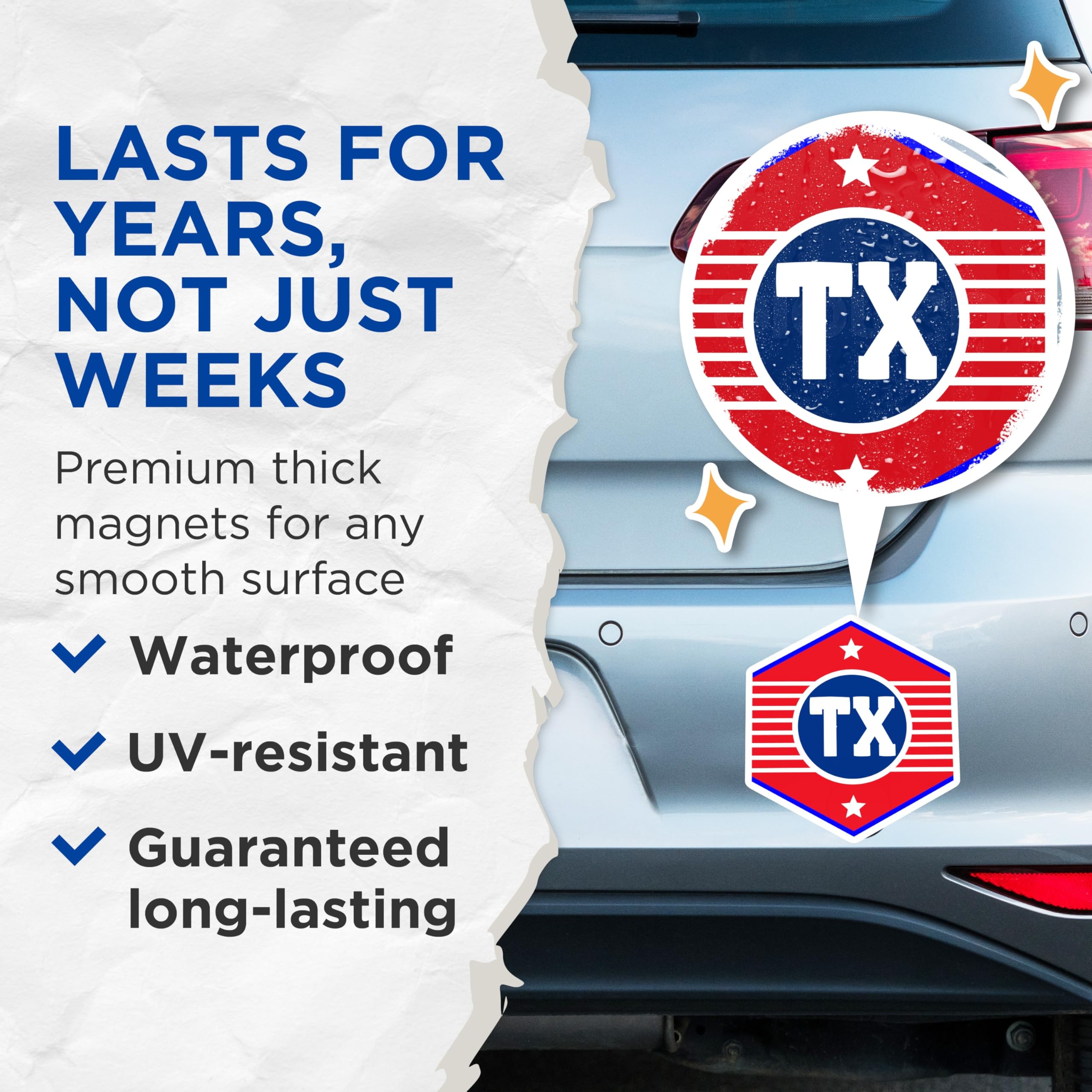 (2 Pack) TX Texas State Magnets - Lone Star State Fridge Magnet - Texas Home Decor - 5" On Longest Side - Premium Magnet - for Cars, Refrigerators, Toolboxes, Lockers - Made in USA - MAG17693