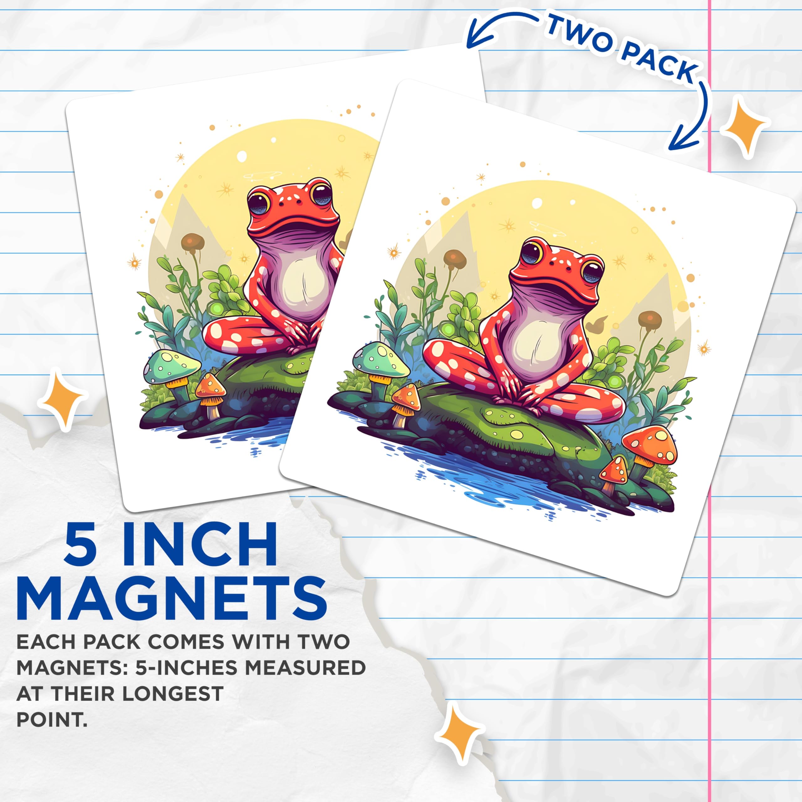 (2 Pack) Red Frog Magnets - Whimsical Forest Decor - Peaceful Amphibian Art - 5 Inches On Longest Side - Thick Durable Magnet - Made in USA - MAG21597