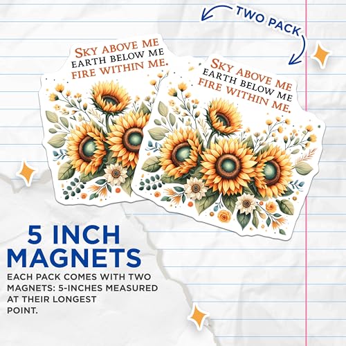 (2 Pack) Sunflower Inspiration Magnets - Inspirational Quotes Decor - Motivational Sunflower Art - 5" On Longest Side - for Cars, Fridges, Toolboxes - Made in USA - MAG7974
