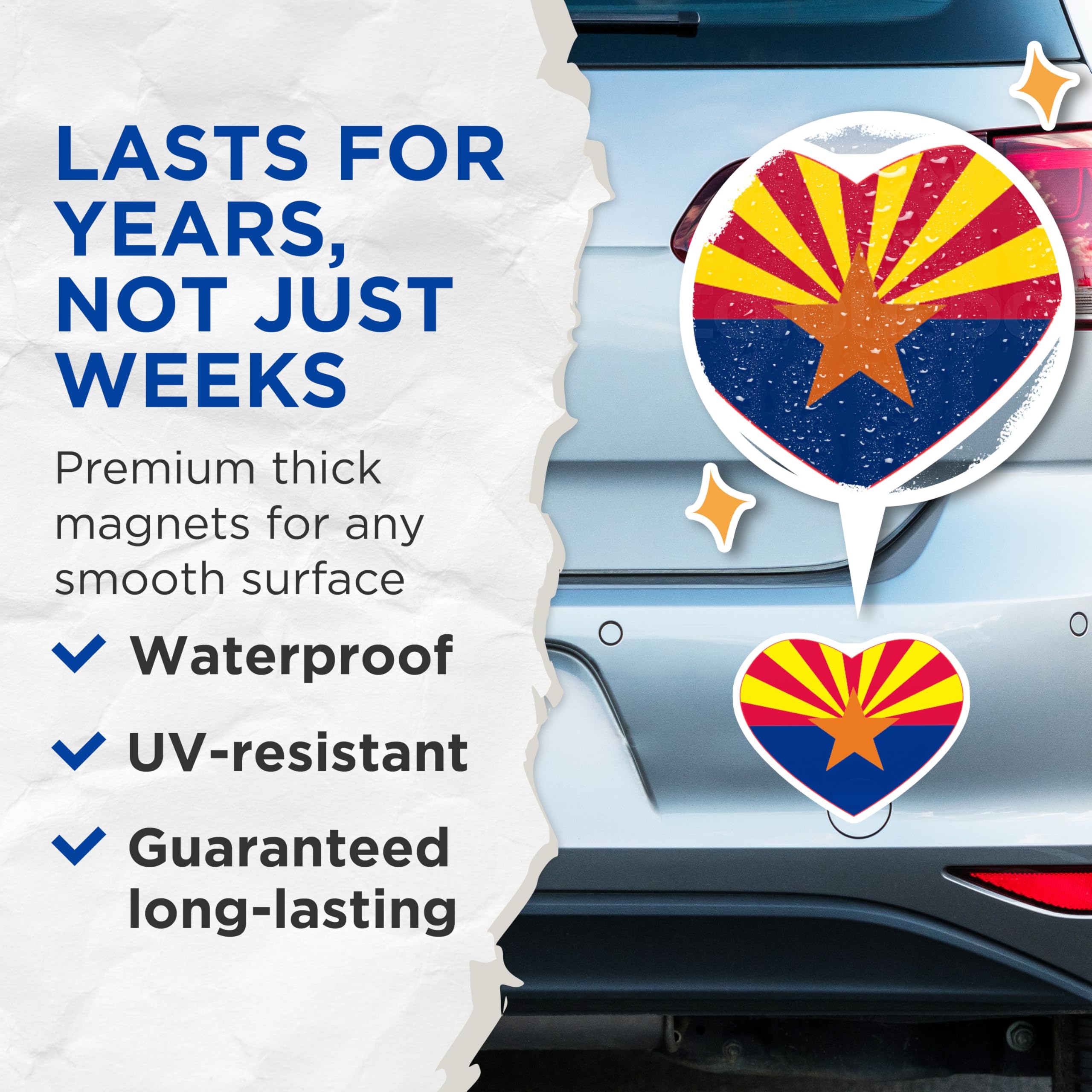 (2 Pack) Arizona Flag Magnets - Heart Shaped AZ State - Fridge Home Locker Decor - 5" On Longest Side - Premium Magnet - for Cars, Refrigerators, Toolboxes, Lockers - Made in USA - MAG17171