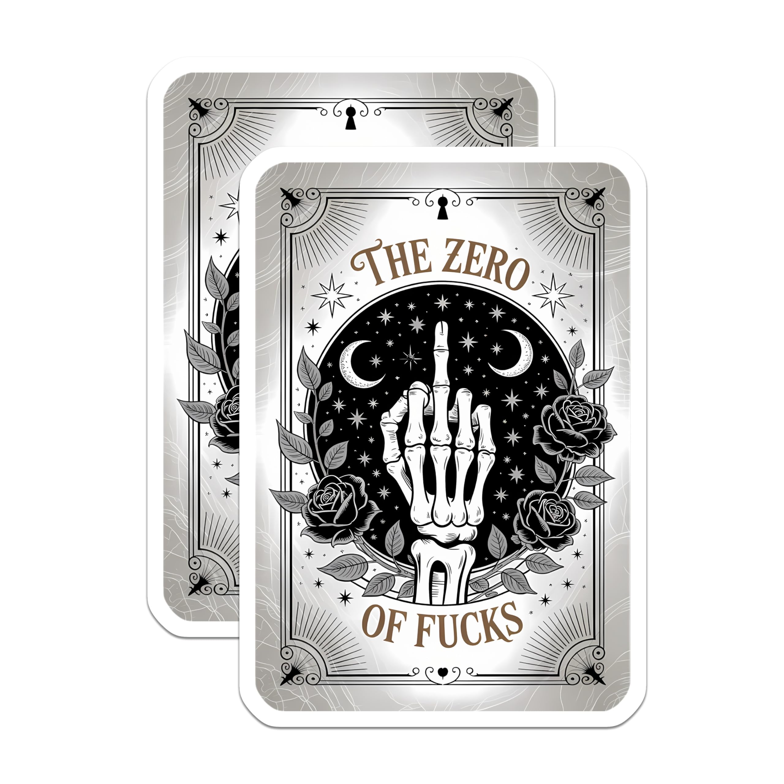 (2 Pack) Zero of Fucks Magnets - Skeleton Hand - Middle Finger Roses Decor - 5" On Longest Side - Premium Magnet - for Cars, Refrigerators, Toolboxes, Lockers - Made in USA - MAG14443