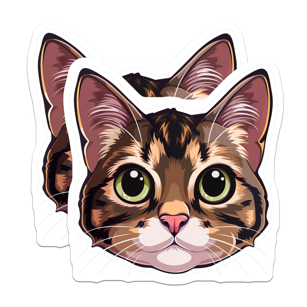 (2 Pack) Cute Tabby Cat Magnets - Feline Lover Refrigerator Decor - Green Eyes Kitty Art - Cat Mom Pet Owner Present - 5 Inches On Longest Side - Thick Durable Magnet - Made in USA - MAG37939