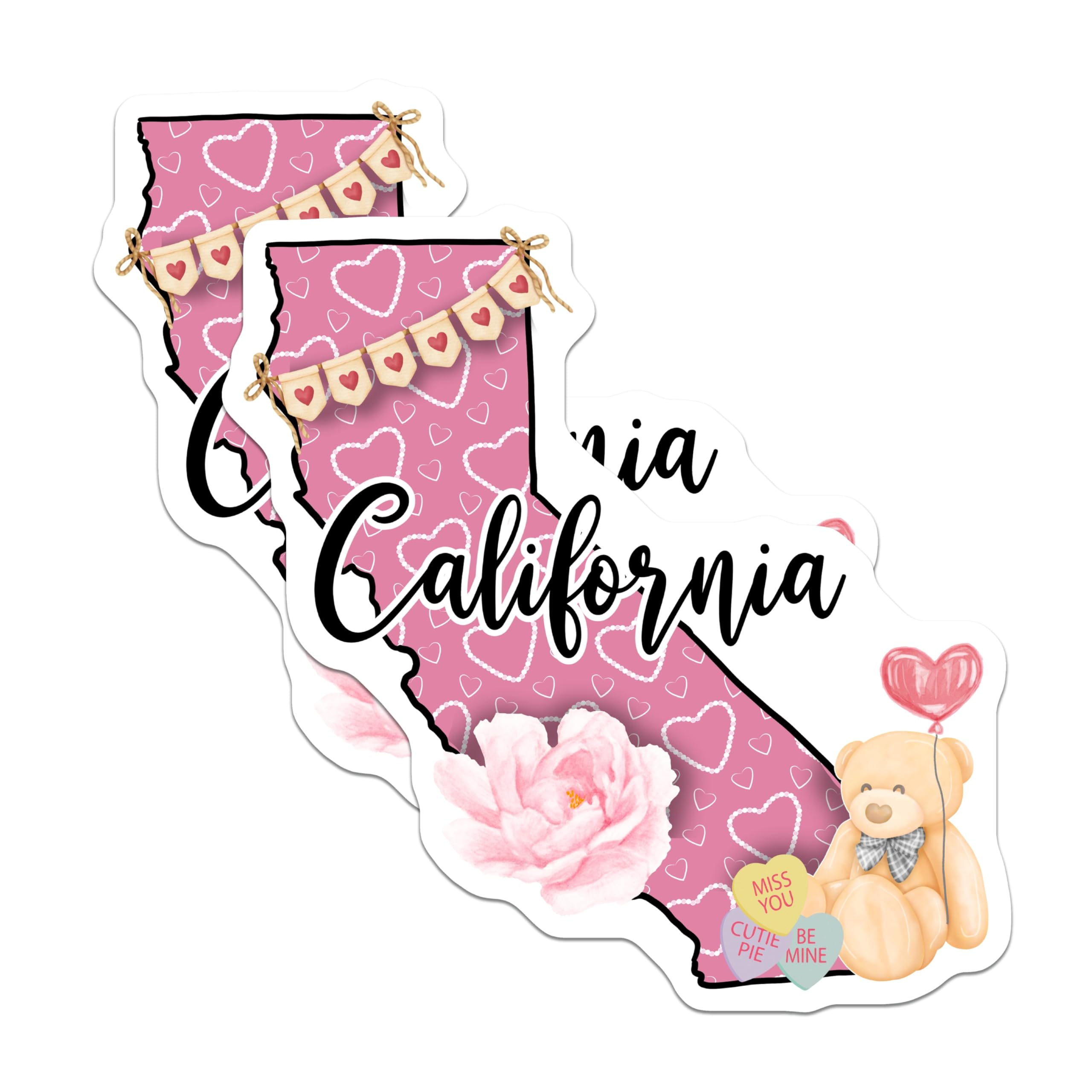 (2 Pack) California Magnets - Teddy Bear Sweethearts - Romantic State Souvenir - 5" On Longest Side - Premium Magnet - for Cars, Refrigerators, Toolboxes, Lockers - Made in USA - MAG18515