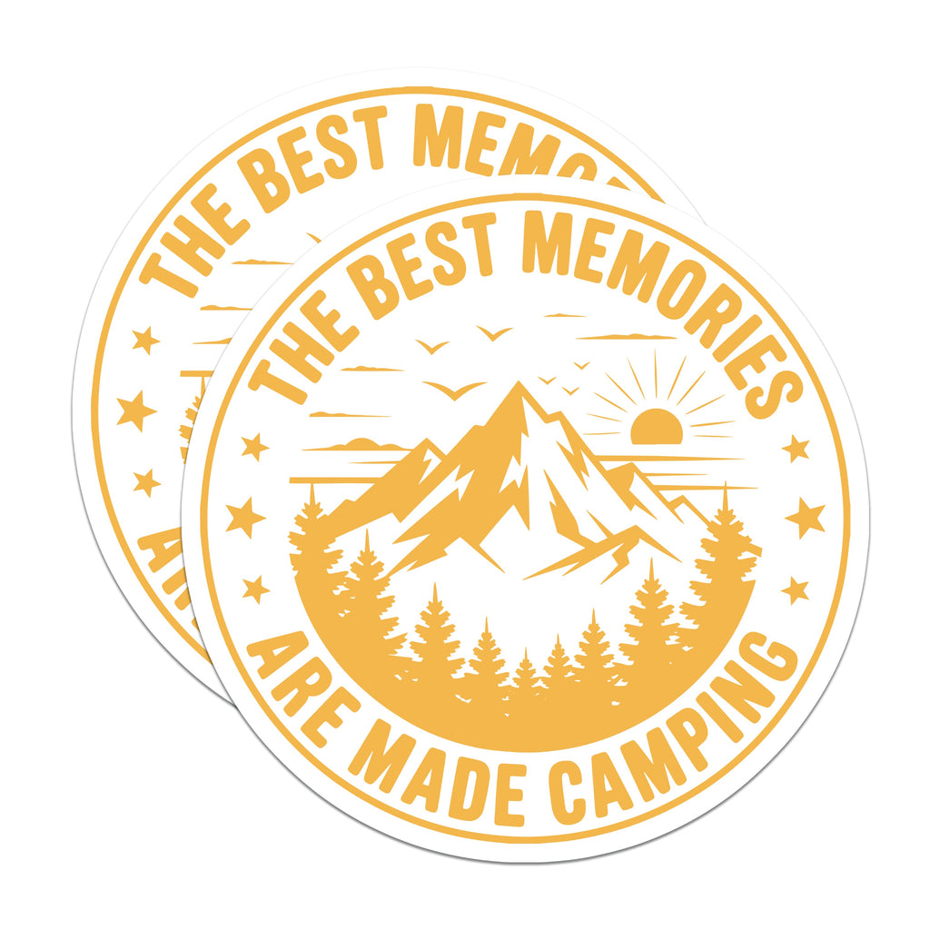 (2 Pack) Camping Memories Magnets - Mountain Adventure Decor - Outdoor Lover Refrigerator Magnet - 5 Inches On Longest Side - Thick Durable Magnet - Made in USA - MAG37716