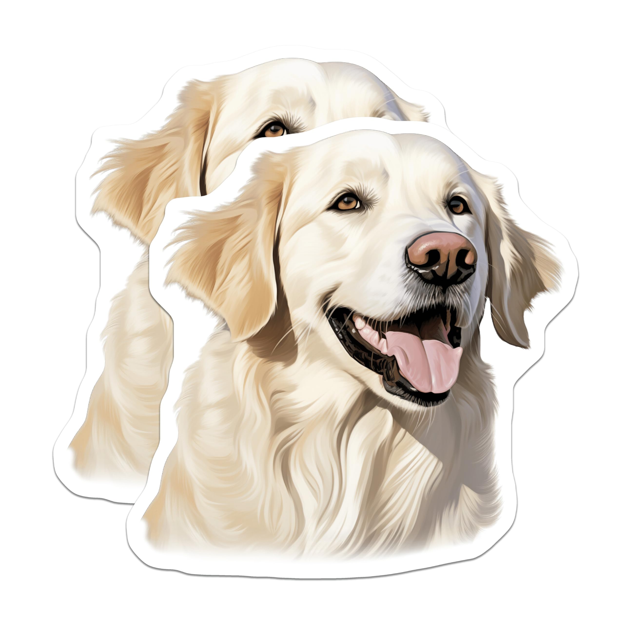 (2 Pack) Golden Retriever Magnets - Happy Dog Breed Art - Dog Lover Home Accent - 5 Inches On Longest Side - Thick Durable Magnet - Made in USA - MAG25221