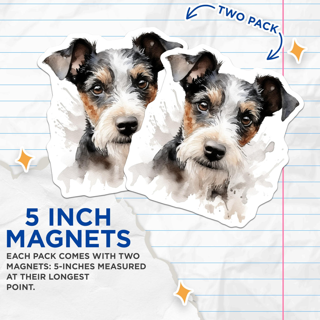 (2 Pack) Watercolor Terrier Dog Magnets - Scruffy Dog Art - Pet Lover Decor - Dog Mom Dad Present - 5 Inches On Longest Side - Thick Durable Magnet - Made in USA - MAG28087