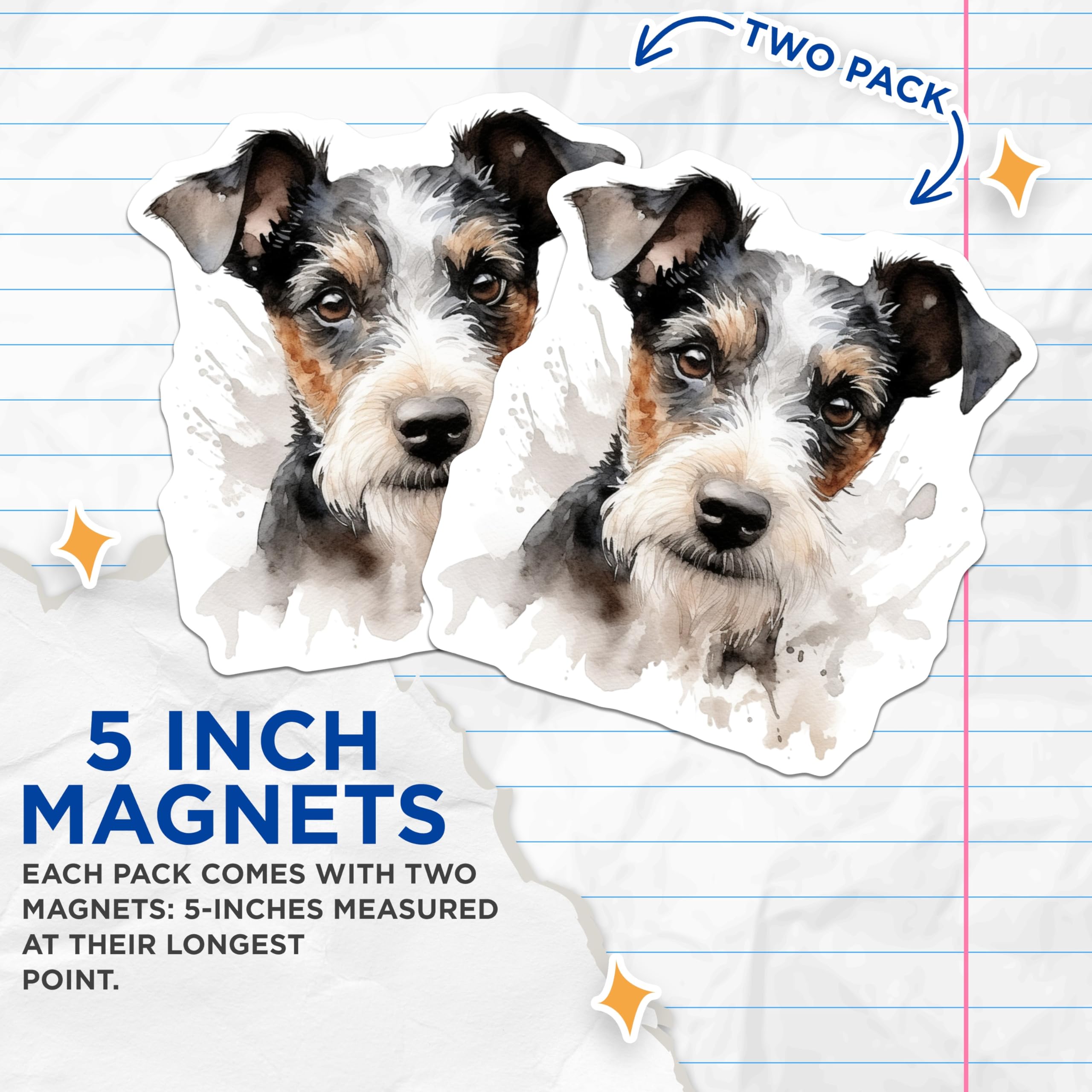 (2 Pack) Watercolor Terrier Dog Magnets - Scruffy Dog Art - Pet Lover Decor - Dog Mom Dad Present - 5 Inches On Longest Side - Thick Durable Magnet - Made in USA - MAG28087