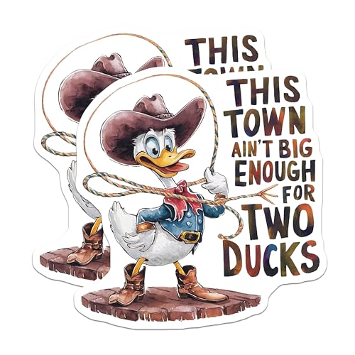 (2 Pack) Duck Cowboy Stickers - 5" On Longest Side - Sticks to Smooth Flat Surfaces - Made in USA - BMCS8549 - BMCS8549