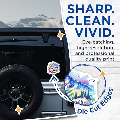 (2 Pack) Colorado Mountain Stickers - Travel Destination Decals - Adventure Outdoor Art Stickers - 5" On Longest Side - Sticks to Smooth Flat Surfaces - Made in USA - BMCS6935