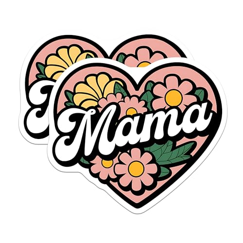 (2 Pack) Mama Heart Flower Magnets - Floral Mama Magnets - Mother's Day Magnet - 5" On Longest Side - for Cars, Fridges, Toolboxes - Made in USA - MAG3907