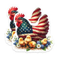 (2 Pack) Patriotic Chicken Stickers - American Flag Sticker - Farm Animal Stickers - 5" On Longest Side - Sticks to Smooth Flat Surfaces - Made in USA - BMCS6496