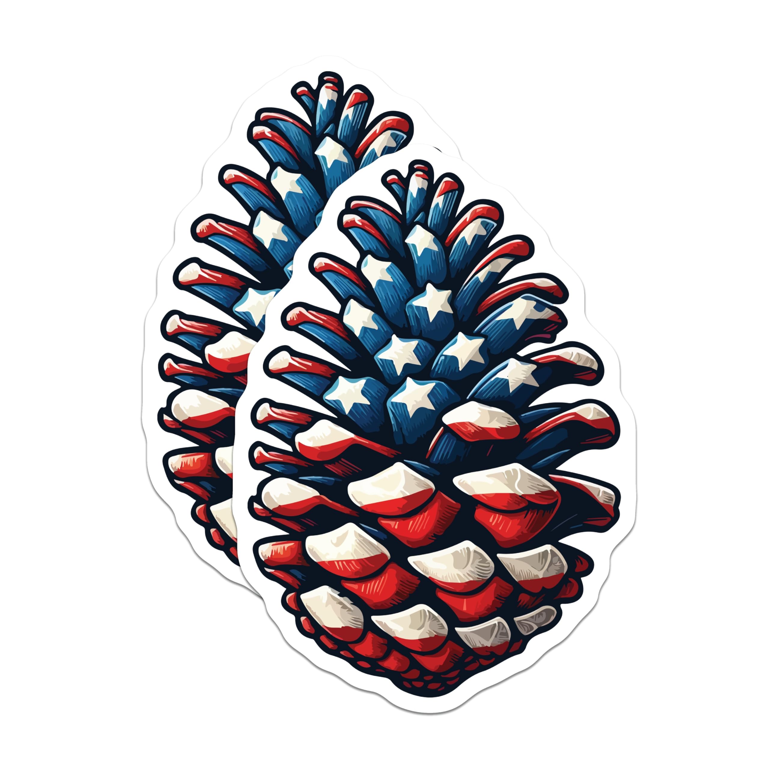 (2 Pack) Patriotic Pinecone Magnets - American Flag Decor - 4th of July Celebration - 5 Inches On Longest Side - Thick Durable Magnet - Made in USA - MAG20098