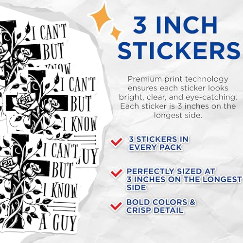 (3 Pack) Christian Cross Decals - Rose Flower - I Know A Guy Saying - 3 Inches On Longest Side - Easy Peel & Apply - Made in USA - 3MCS2194