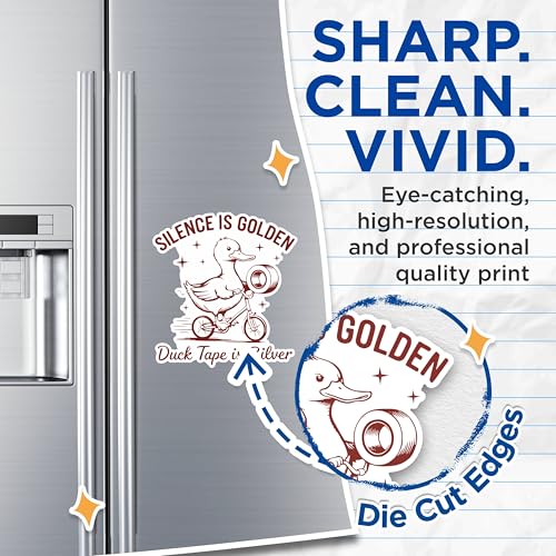 (2 Pack) Silence is Golden Magnets - Duck Tape is Silver Magnets - Funny Duck Magnets- 5" On Longest Side - for Fridges, Toolboxes, Cars - Made in USA - MAG2878