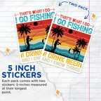 (2 Pack) That's What I Do I Go Fishing Stickers - I Drink Beer and I Know Things Stickers - Funny Fishing Stickers - 5" On Longest Side - Sticks to Smooth Flat Surfaces - Made in USA - BMCS4439