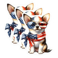 (3 Pack) Patriotic Dog Decals - Chihuahua American Flag - Cool Pup Laptop Decals- 3 Inches On Longest Side - Easy Peel & Apply - Made in USA - 3MCS5873