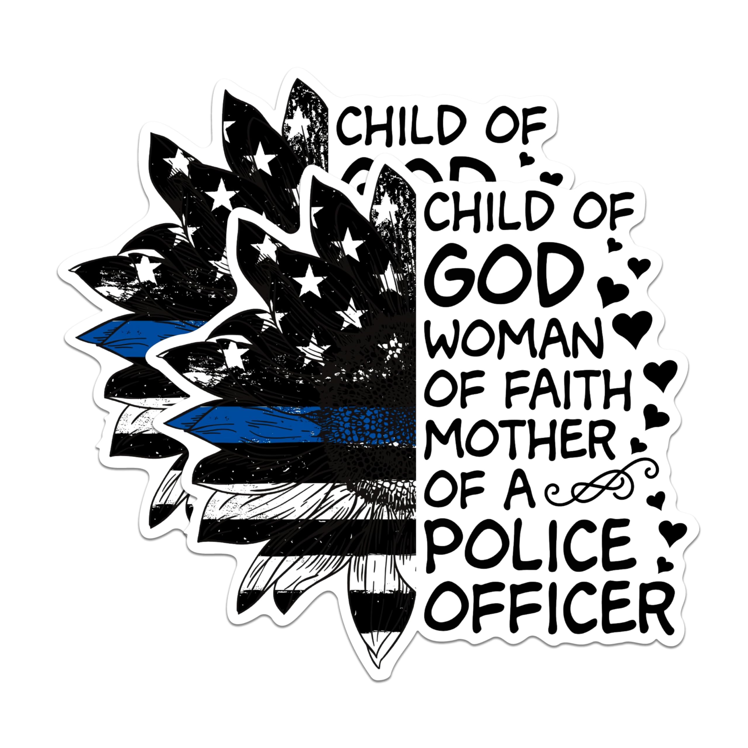 (2 Packs) Child of God Woman of Faith Mother of A Police Officer Magnets - Police Mom Magnets - 5" On Longest Side - Premium Magnet - for Fridges, Toolboxes, Cars - Made in USA - MAG2456