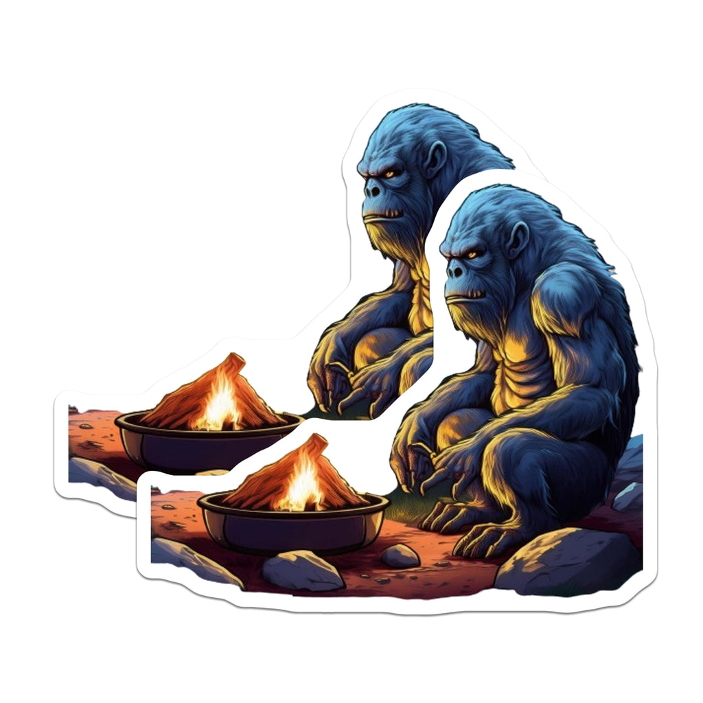 (2 Pack) Gorilla Campfire Magnets - Mystical Primate Art - Wilderness Scene Decor - 5 Inches On Longest Side - Thick Durable Magnet - Made in USA - MAG23198