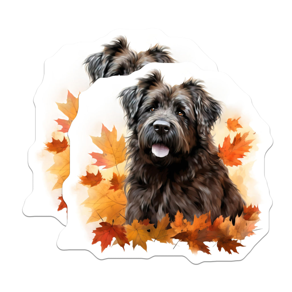 (2 Pack) Black Shaggy Dog Magnets - Autumn Leaves Fall Decor - Pet Lover Animal Art - Cozy Kitchen Fridge Magnets - 5 Inches On Longest Side - Thick Durable Magnet - Made in USA - MAG28744