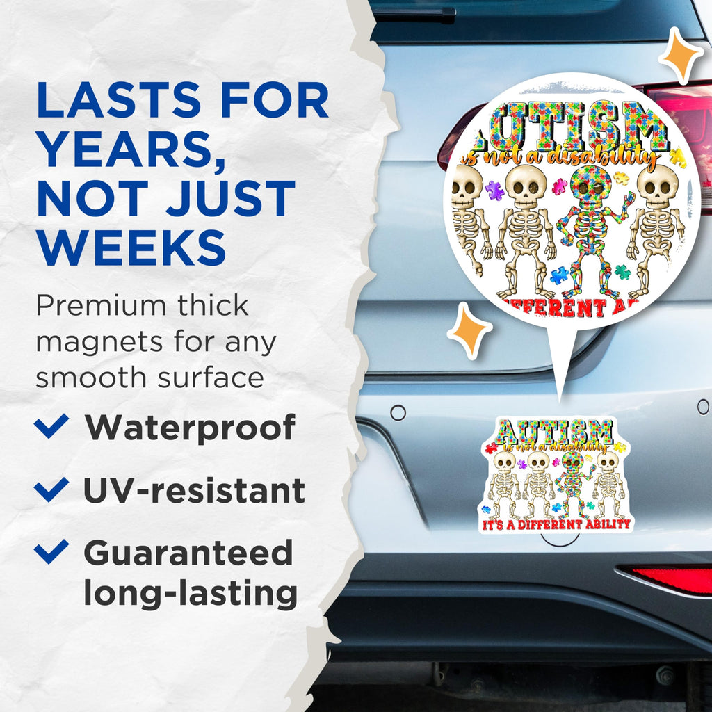 (2 Pack) Autism Acceptance Magnets - Neurodiversity Awareness Art - Different Ability Support - 5 Inches On Longest Side - Thick Durable Magnet - Made in USA - MAG27353