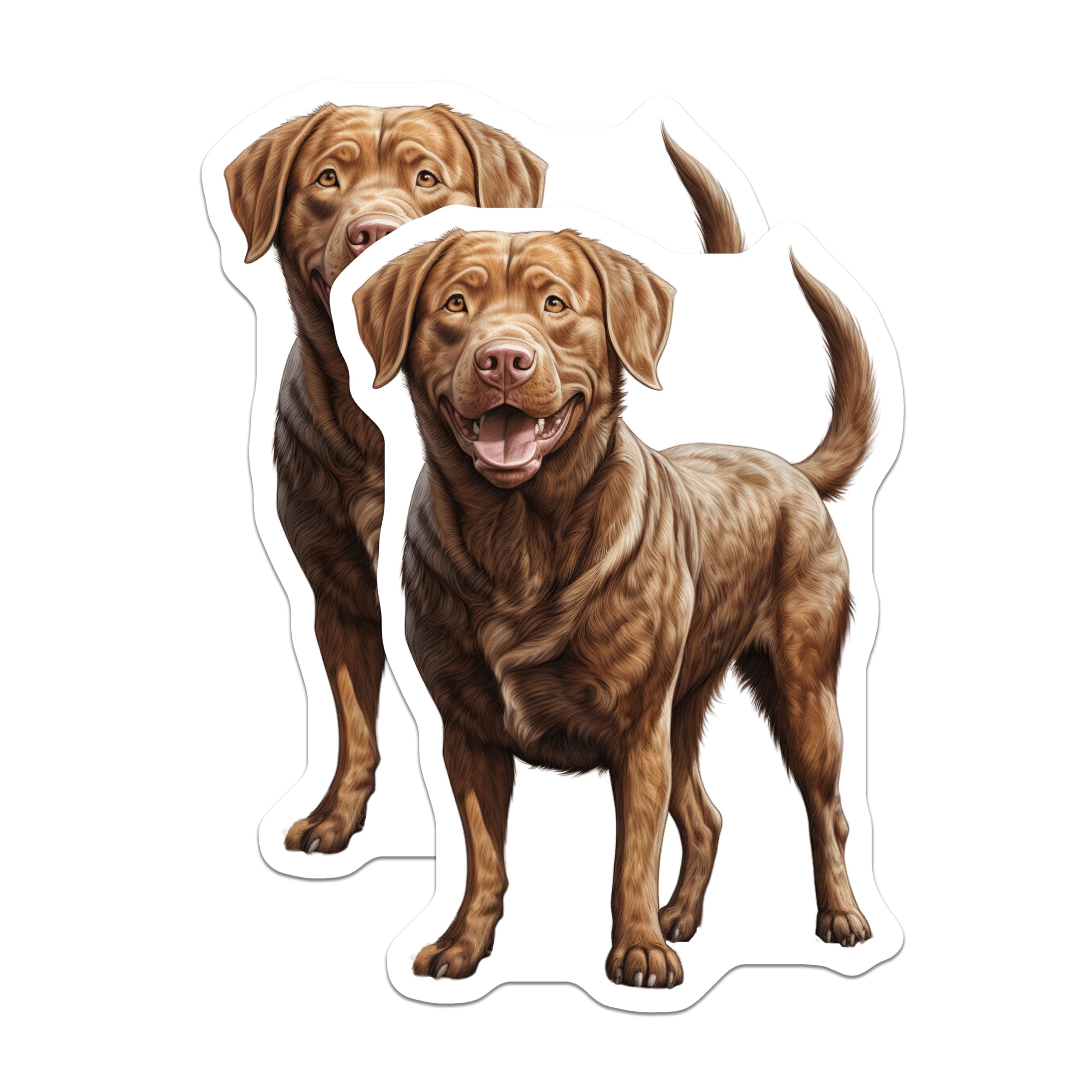 (2 Pack) Chocolate Labrador Retriever Magnets - Happy Brown Lab Dog Art - Canine Pet Lover Refrigerator Decor - Animal Magnet - 5 Inches On Longest Side - Thick Durable Magnet - Made in USA - MAG24130