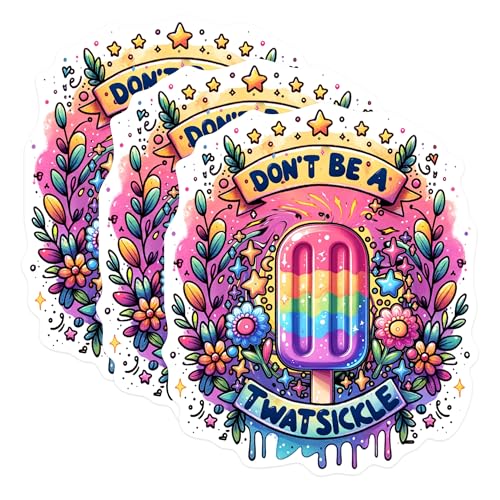 (3 Pack) Rainbow Popsicle Decals - Funny Rude Decal - Offensive Sarcastic Stickers - 3 Inches On Longest Side - Easy Peel & Apply - Made in USA - 3MCS0248