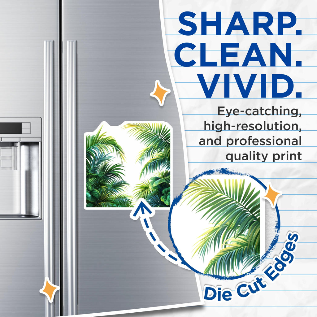 (2 Pack) Tropical Palm Leaf Magnets - Botanical Jungle Decor - Vibrant Greenery Accents - Refrigerator Office Magnets - 5 Inches On Longest Side - Thick Durable Magnet - Made in USA - MAG29360