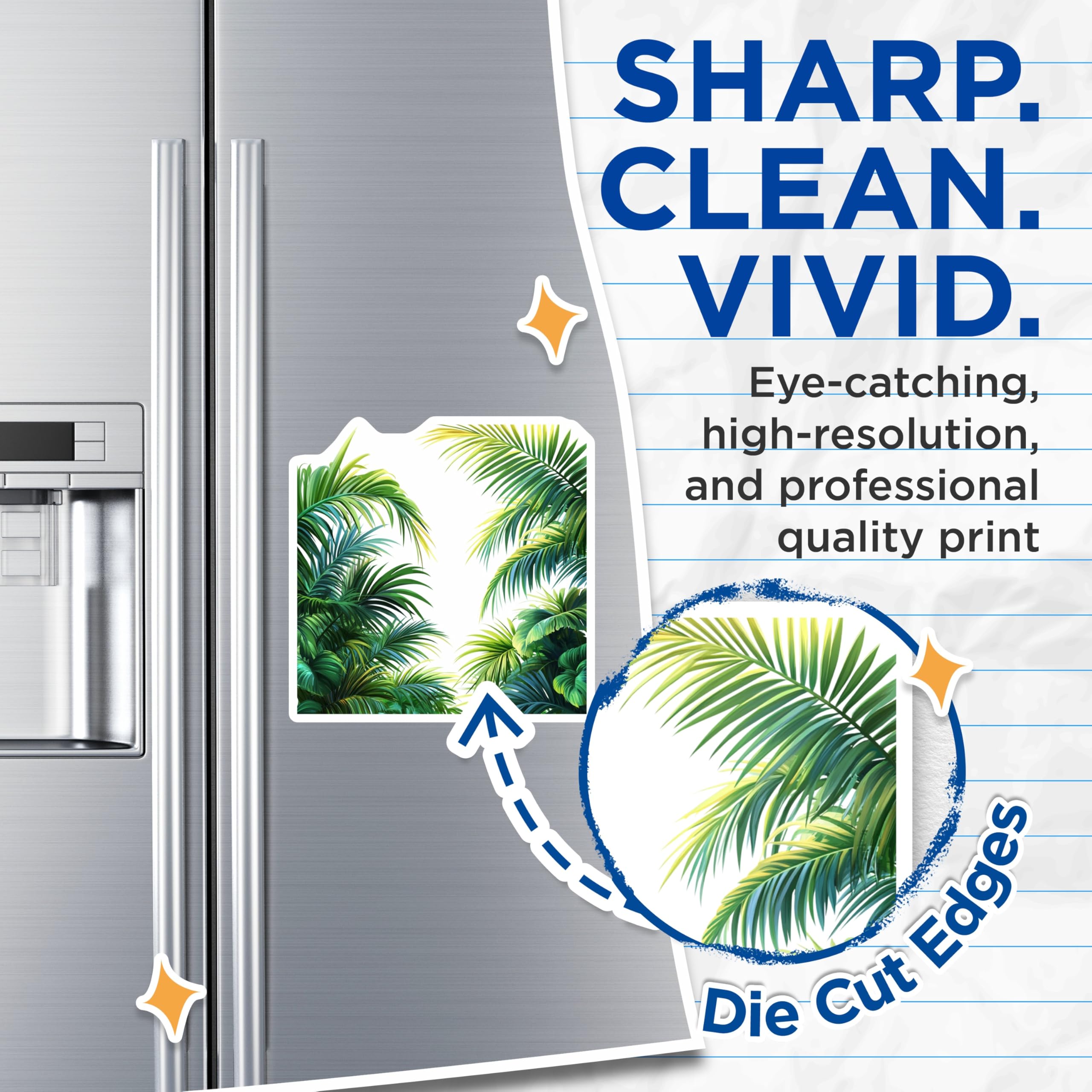 (2 Pack) Tropical Palm Leaf Magnets - Botanical Jungle Decor - Vibrant Greenery Accents - Refrigerator Office Magnets - 5 Inches On Longest Side - Thick Durable Magnet - Made in USA - MAG29360