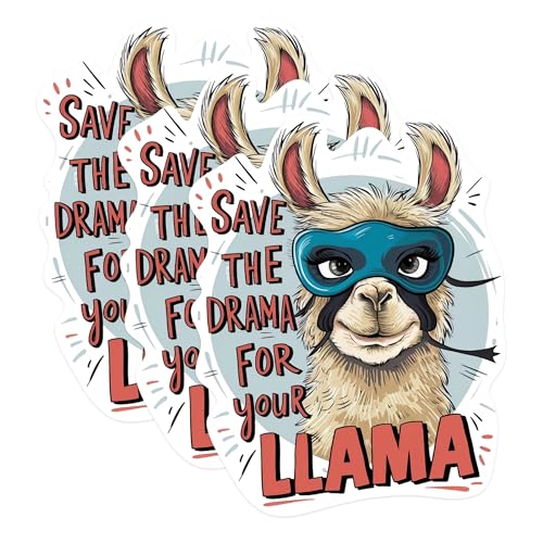 (3 Pack) Funny Llama Decals - Save Drama Llama - Laptop Decal Stickers - 3 Inches On Longest Side - Easy Peel & Apply - Made in USA - 3MCS1017