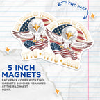 (2 Pack) 250 Years Freedom Magnets - Bald Eagle American Flag Decor - 1776-2026 Patriotic USA Commemoration - 5 Inches On Longest Side - Thick Durable Magnet - Made in USA - MAG21064