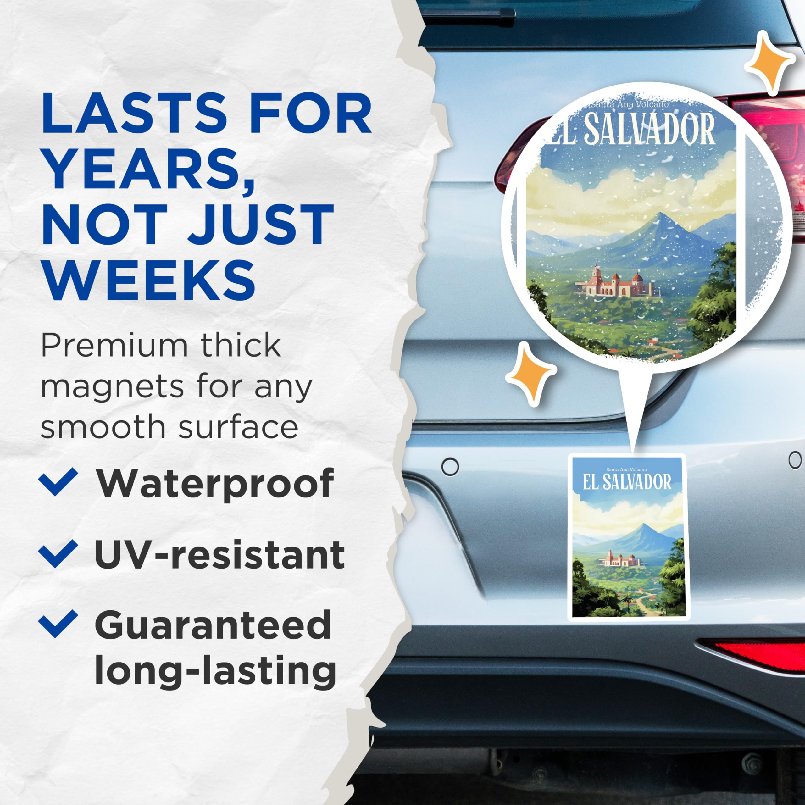 (2 Pack) El Salvador Magnets - Santa Ana Volcano - Travel Souvenir Fridge Magnets - 5" On Longest Side - Premium Magnet - for Cars, Refrigerators, Toolboxes, Lockers - Made in USA - MAG18622