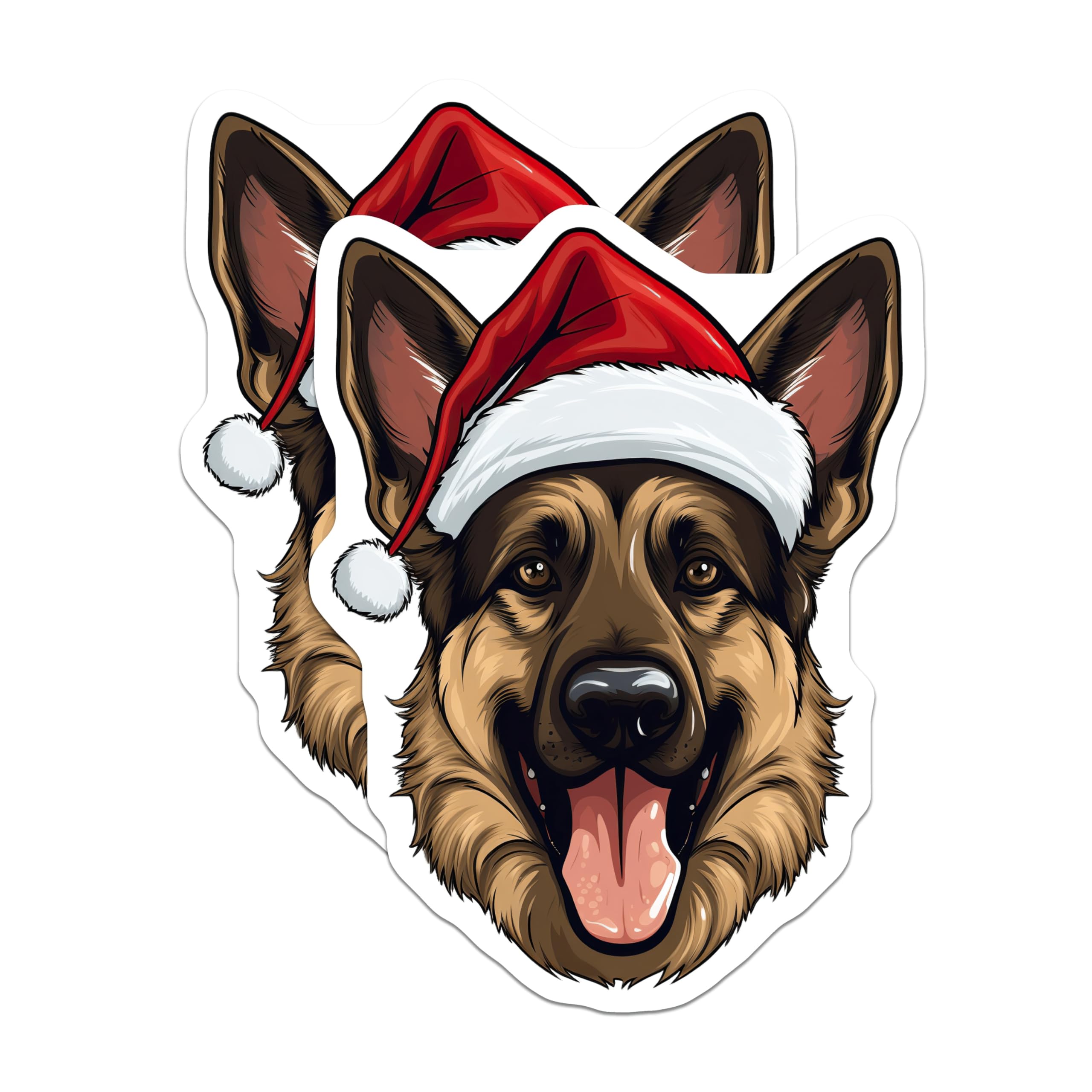 (2 Pack) German Shepherd Christmas Magnets - Santa Dog Refrigerator Magnets - Festive Pet Holiday Decor Dog Mom Dad - 5 Inches On Longest Side - Thick Durable Magnet - Made in USA - MAG28996