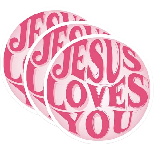 (3 Pack) Jesus Loves You Decals - Christian Decals - Religious Sayings - 3 Inches On Longest Side - Easy Peel & Apply - Made in USA - 3MCS7691