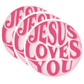 (3 Pack) Jesus Loves You Decals - Christian Decals - Religious Sayings - 3 Inches On Longest Side - Easy Peel & Apply - Made in USA - 3MCS7691