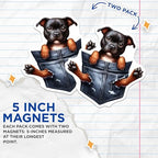 (2 Pack) Cute Puppy in Pocket Magnets - Adorable Dog - Fun Fridge - Unique Pet Lover - Animal Design - 5" On Longest Side - for Cars, Fridges, Toolboxes - Made in USA - MAG4411