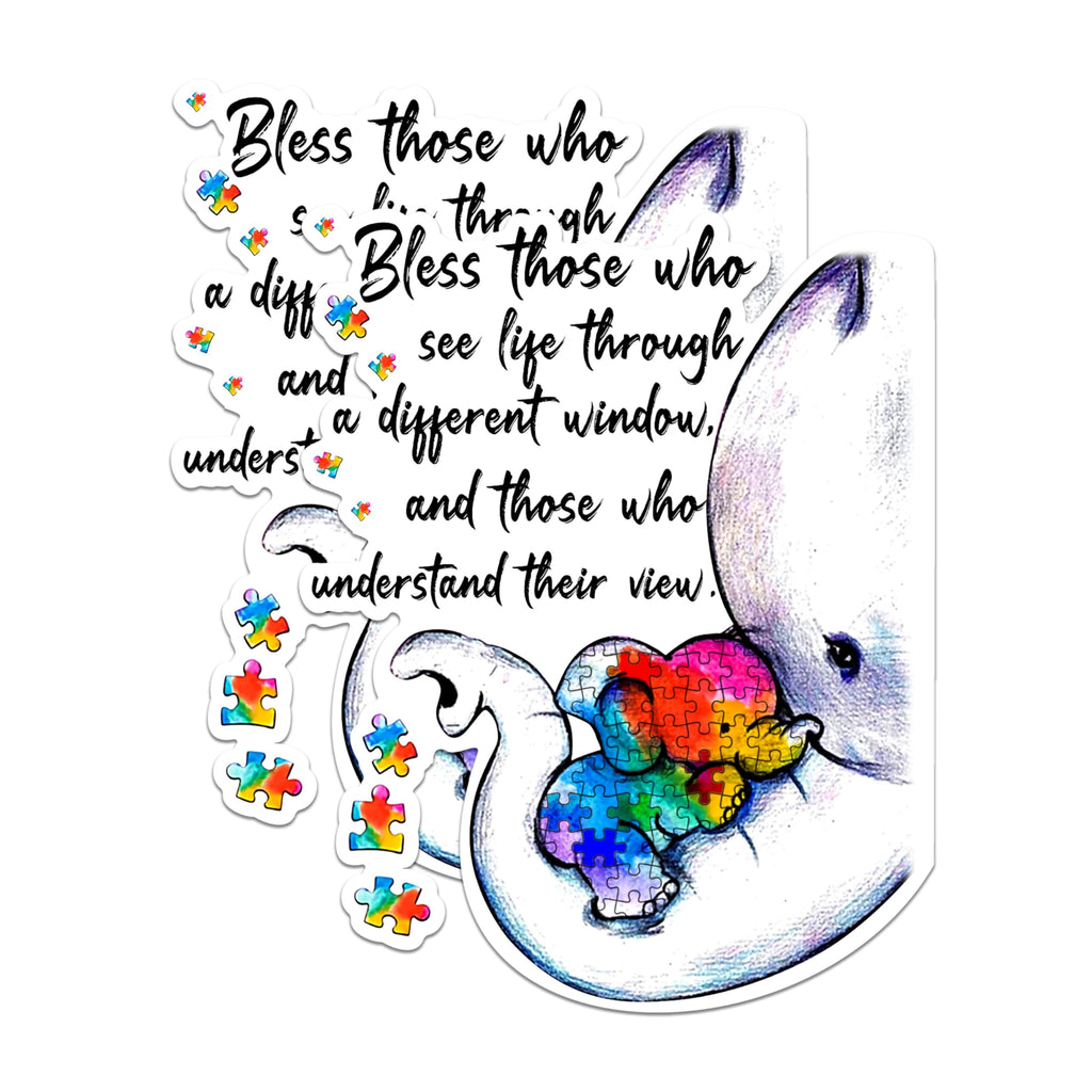 (2 Pack) Inspirational Magnets - Autism Awareness Magnets - Elephant and Puzzle Magnets- 5" On Longest Side - for Fridges, Toolboxes, Cars - Made in USA - MAG2572