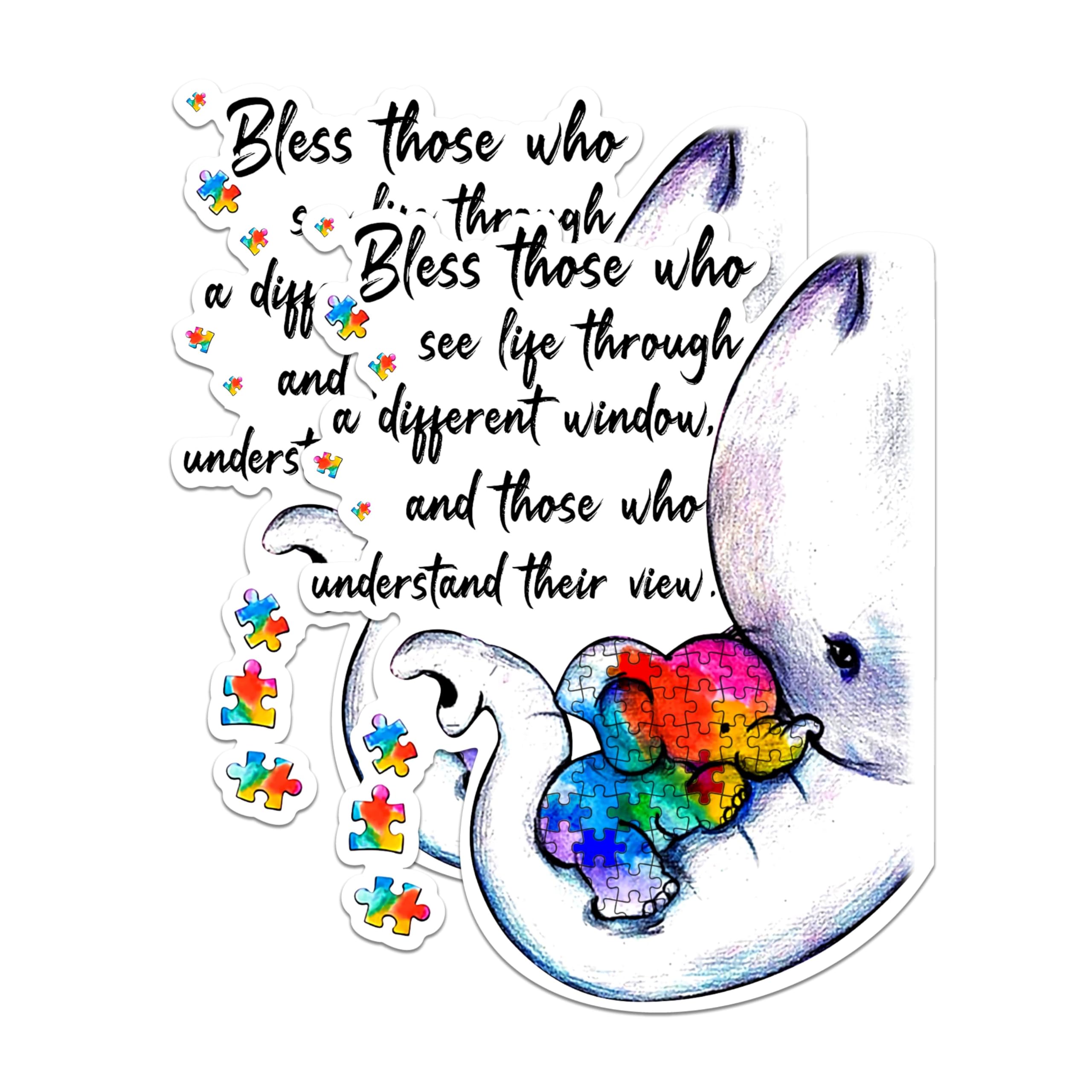 (2 Pack) Inspirational Magnets - Autism Awareness Magnets - Elephant and Puzzle Magnets- 5" On Longest Side - for Fridges, Toolboxes, Cars - Made in USA - MAG2572