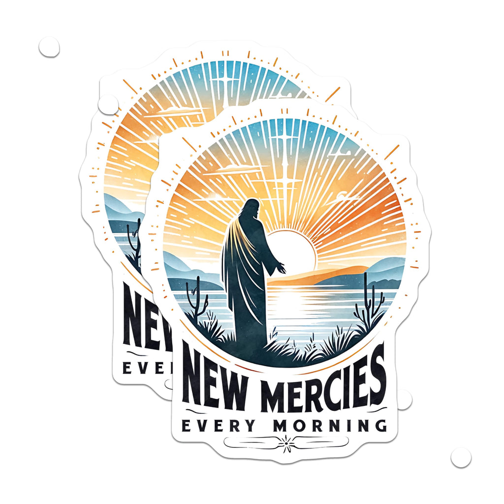 (2 Pack) Christian Faith Magnets - New Mercies Every Morning - Religious Jesus Art Decor - 5 Inches On Longest Side - Thick Durable Magnet - Made in USA - MAG28522