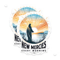 (2 Pack) Christian Faith Magnets - New Mercies Every Morning - Religious Jesus Art Decor - 5 Inches On Longest Side - Thick Durable Magnet - Made in USA - MAG28522