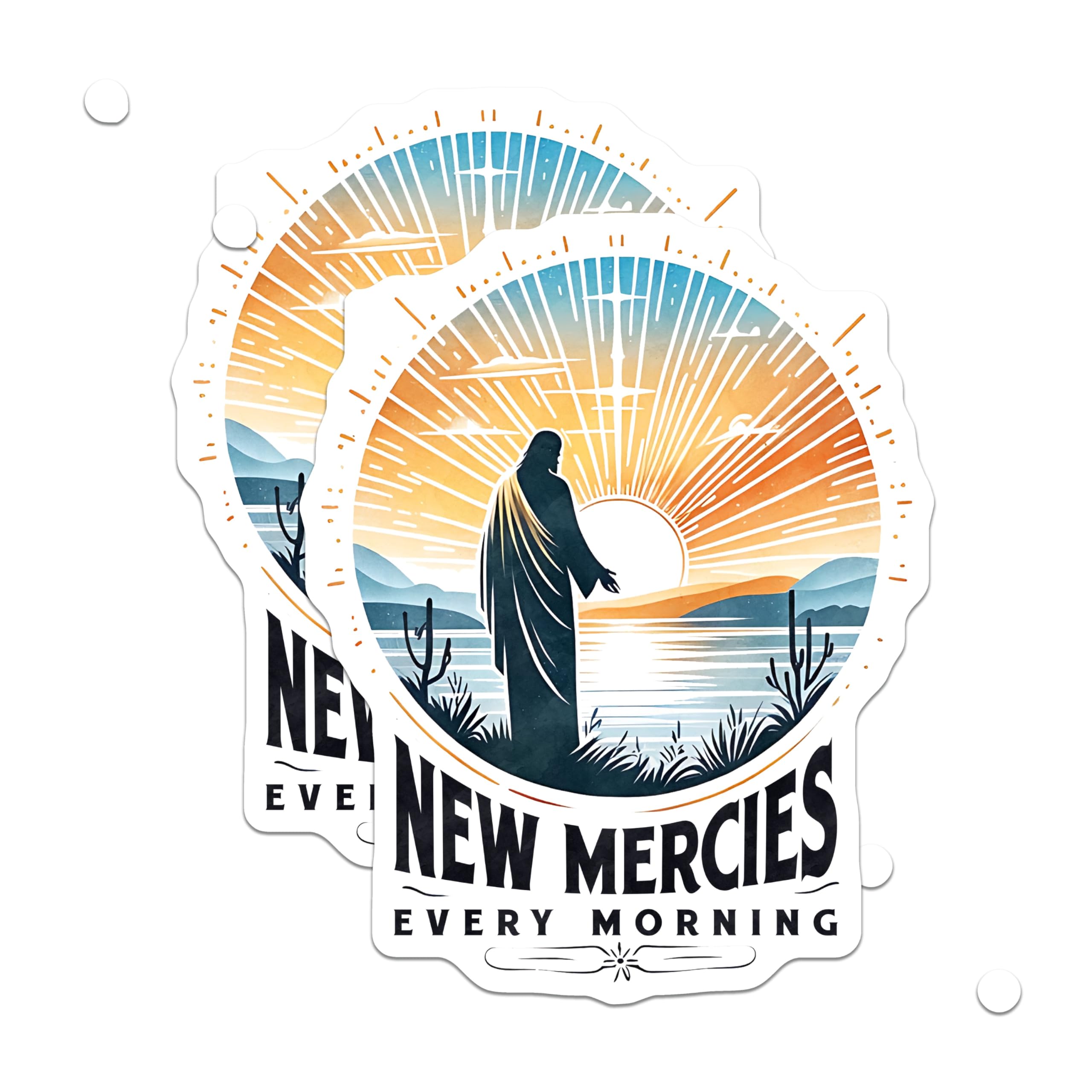 (2 Pack) Christian Faith Magnets - New Mercies Every Morning - Religious Jesus Art Decor - 5 Inches On Longest Side - Thick Durable Magnet - Made in USA - MAG28522