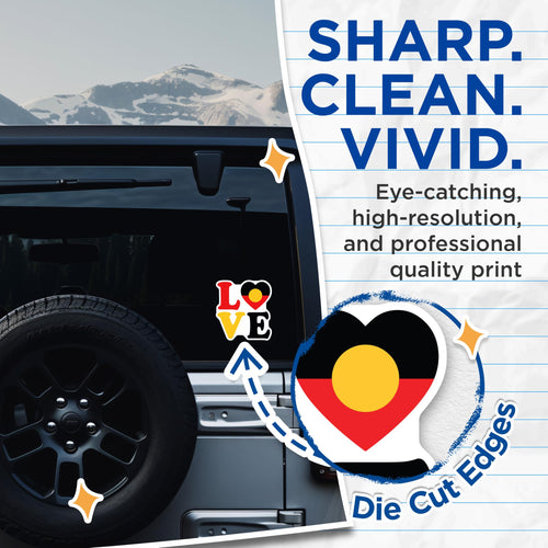 (2 Pack) Aboriginal Flag Stickers - Love Australia Stickers - Indigenous Stickers - 5" On Longest Side - Sticks to Smooth Flat Surfaces - Made in USA - BMCS18764
