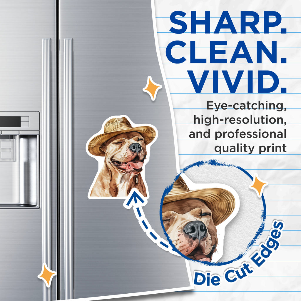 (2 Pack) Pitbull Dog Magnets - Happy Smiling Dog Art - Whimsical Pet Decor for Refrigerator Locker - Animal Lover Collectible - 5 Inches On Longest Side - Thick Durable Magnet - Made in USA - MAG38197