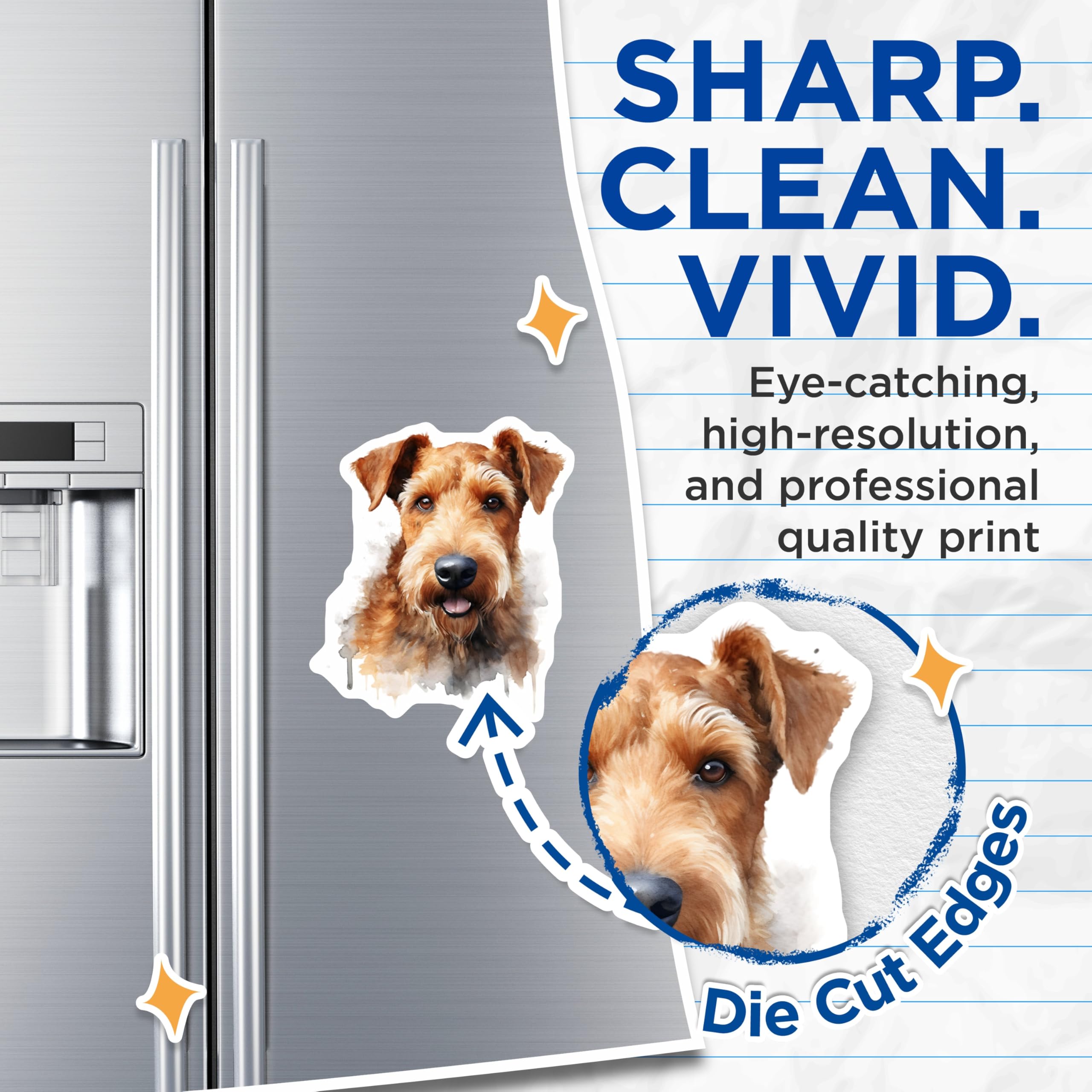 (2 Pack) Airedale Terrier Magnets - Watercolor Dog Art - Pet Lover Home Decor - 5 Inches On Longest Side - Thick Durable Magnet - Made in USA - MAG27253
