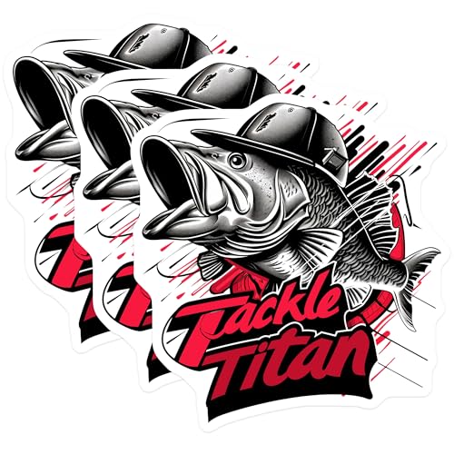 (3 Pack) Bass Fish Decals - Fishing Stickers - Tackle Titan Decals - 3 Inches On Longest Side - Easy Peel & Apply - Made in USA - 3MCS2357