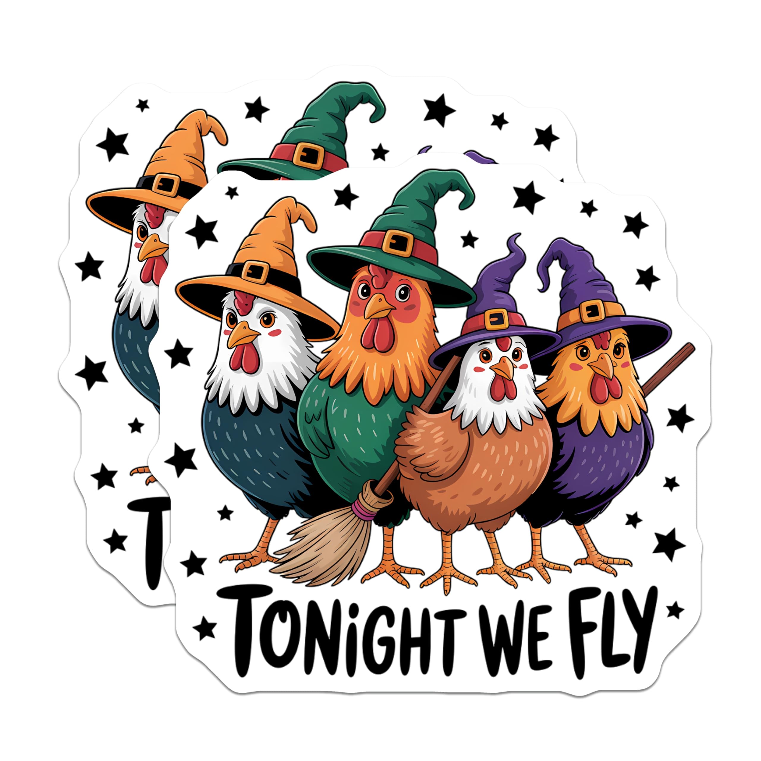 (2 Pack) Witch Chickens Magnets - Spooky Farmhouse Halloween - Chicken Lover Refrigerator Magnet - 5 Inches On Longest Side - Thick Durable Magnet - Made in USA - MAG22260