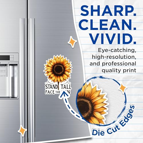 (2 Pack) Stand Tall Face The Sun Magnets - Sunflower Inspiration Magnets - Motivational Flower Magnets for Home Decor- 5" On Longest Side - for Fridges, Toolboxes, Cars - Made in USA - MAG3033